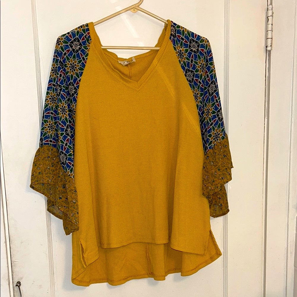 Yellow and Blue Women's Top